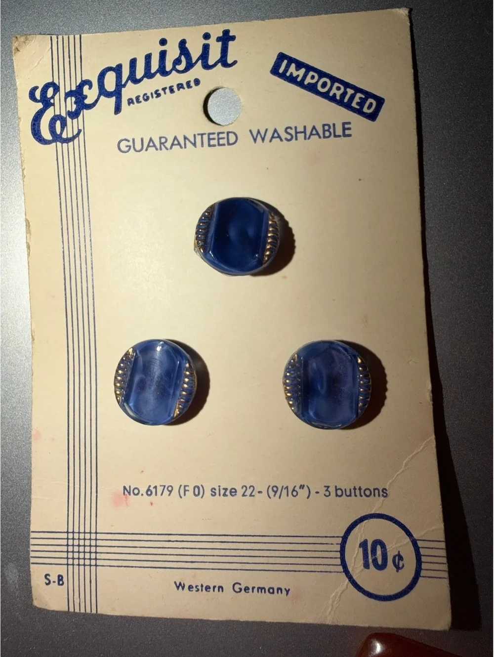 Vintage Exquisit Imported Blue Buttons Set of 3 - Guaranteed